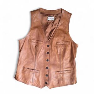 Vintage Found by Fred Segal Brown Leather Vest Women’s Medium Button Front
